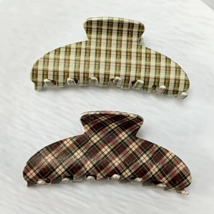 Vintage Plaid Pattern Claw Clip