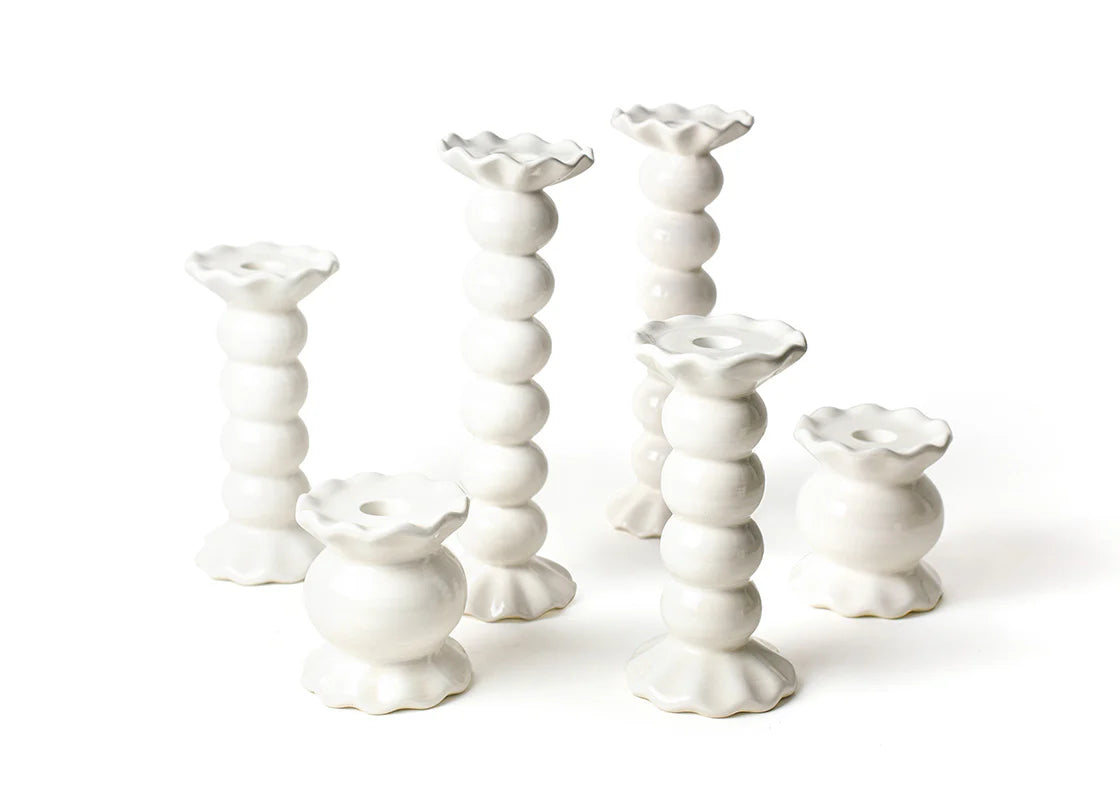 White Ruffle Candle Holder