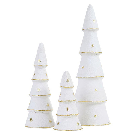 White Matte Gold Star Tree Set