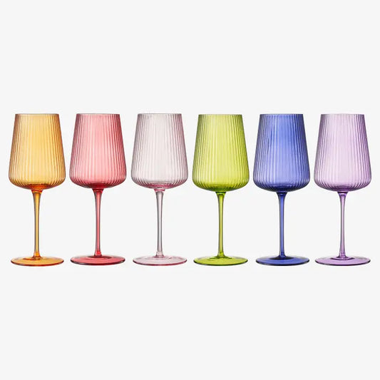 Ribbed Bright Color Wine Glass