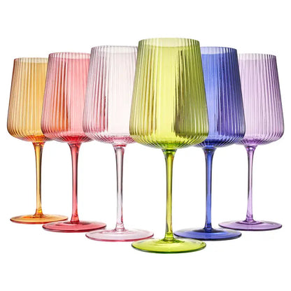 Ribbed Bright Color Wine Glass