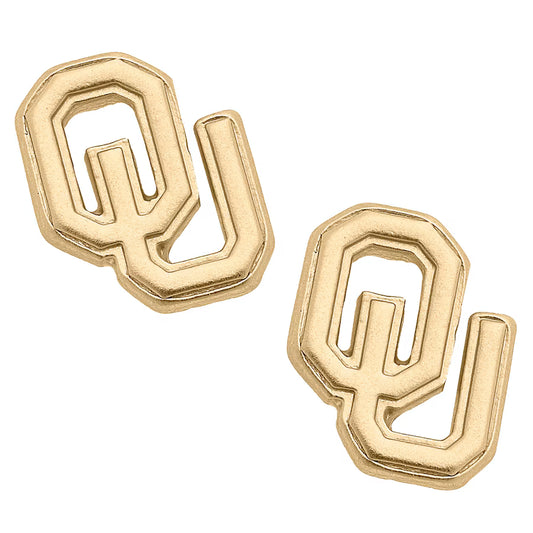 Oklahoma Sooners 24K Gold Plated Stud Earrings