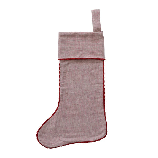 Red Stocking with mini Pom Poms
