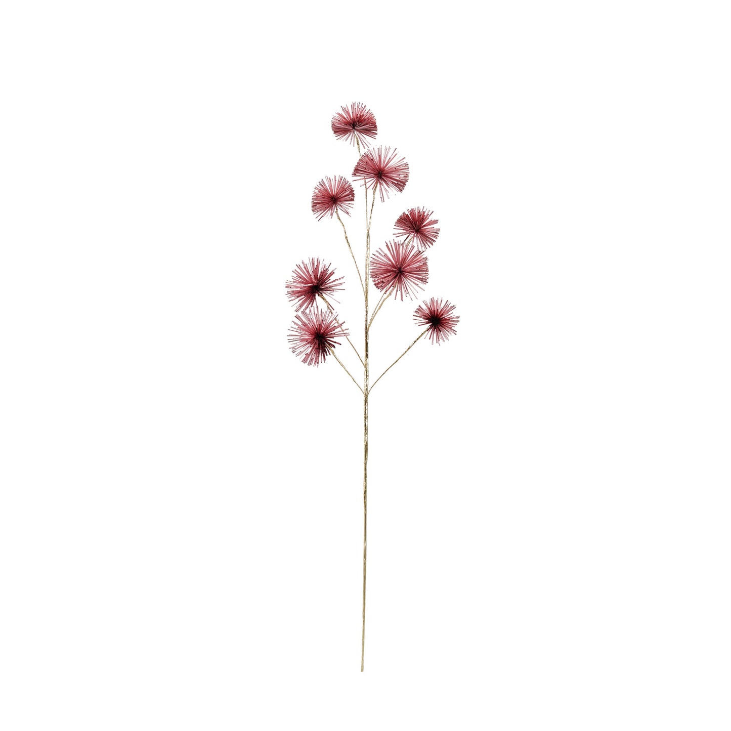 Pink Tinsel Ball Stem