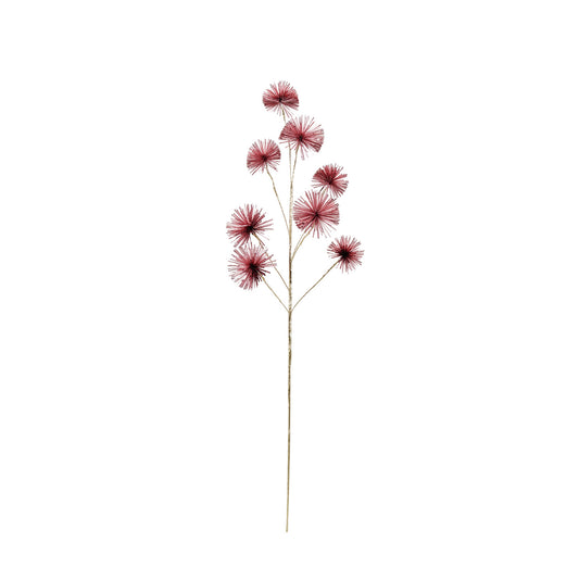 Pink Tinsel Ball Stem